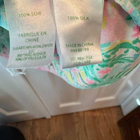 Lilly Pulitzer Let's Get Together Multicolor Silk Elsa Top - Picture 8 of 8